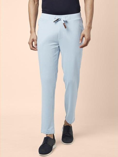 urban ranger by pantaloons light blue cotton slim fit trousers