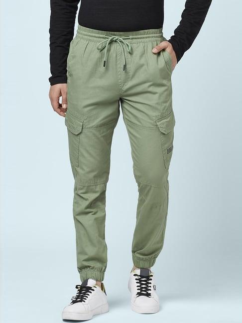 urban ranger by pantaloons light green cotton slim fit cargos