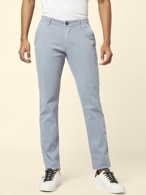 urban ranger by pantaloons light grey cotton slim fit trousers