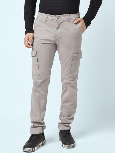 urban ranger by pantaloons light grey slim fit cargos