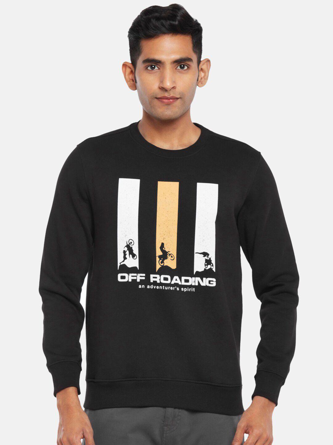 urban ranger by pantaloons men & white black printed sweatshirt