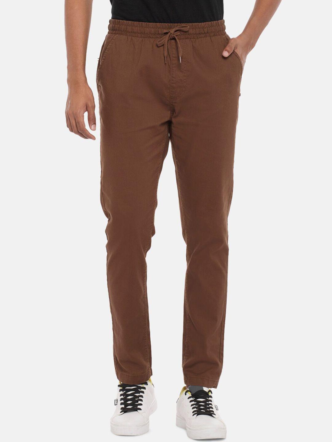 urban ranger by pantaloons men brown slim fit trousers