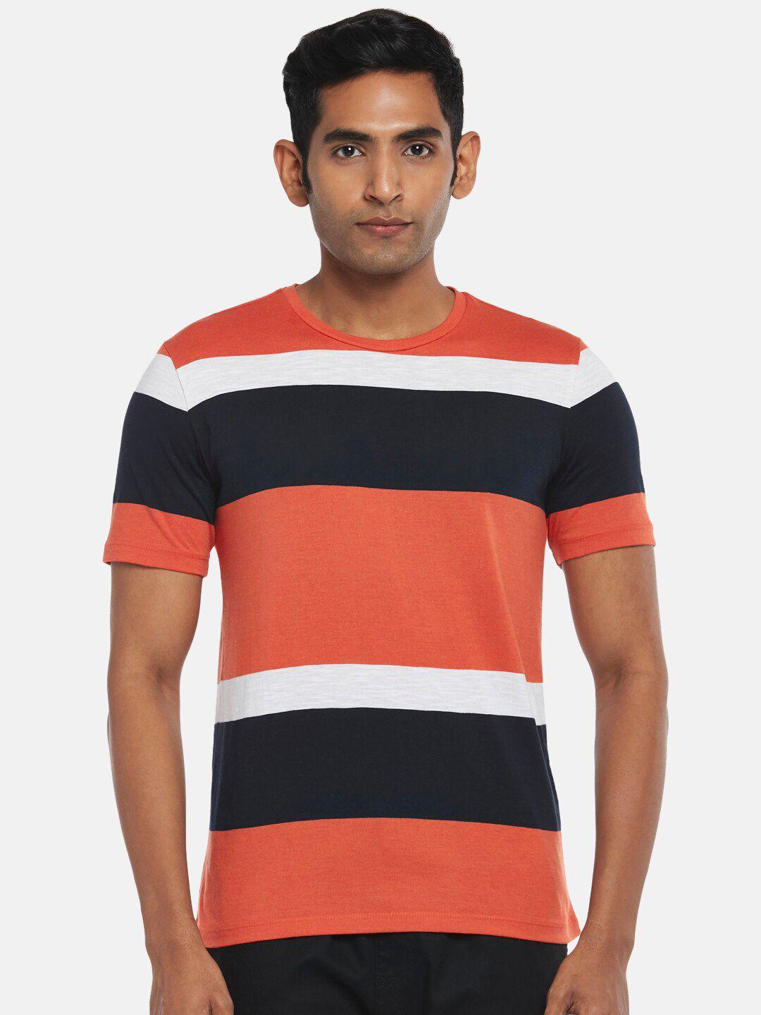urban ranger by pantaloons men multicoloured striped slim fit t-shirt