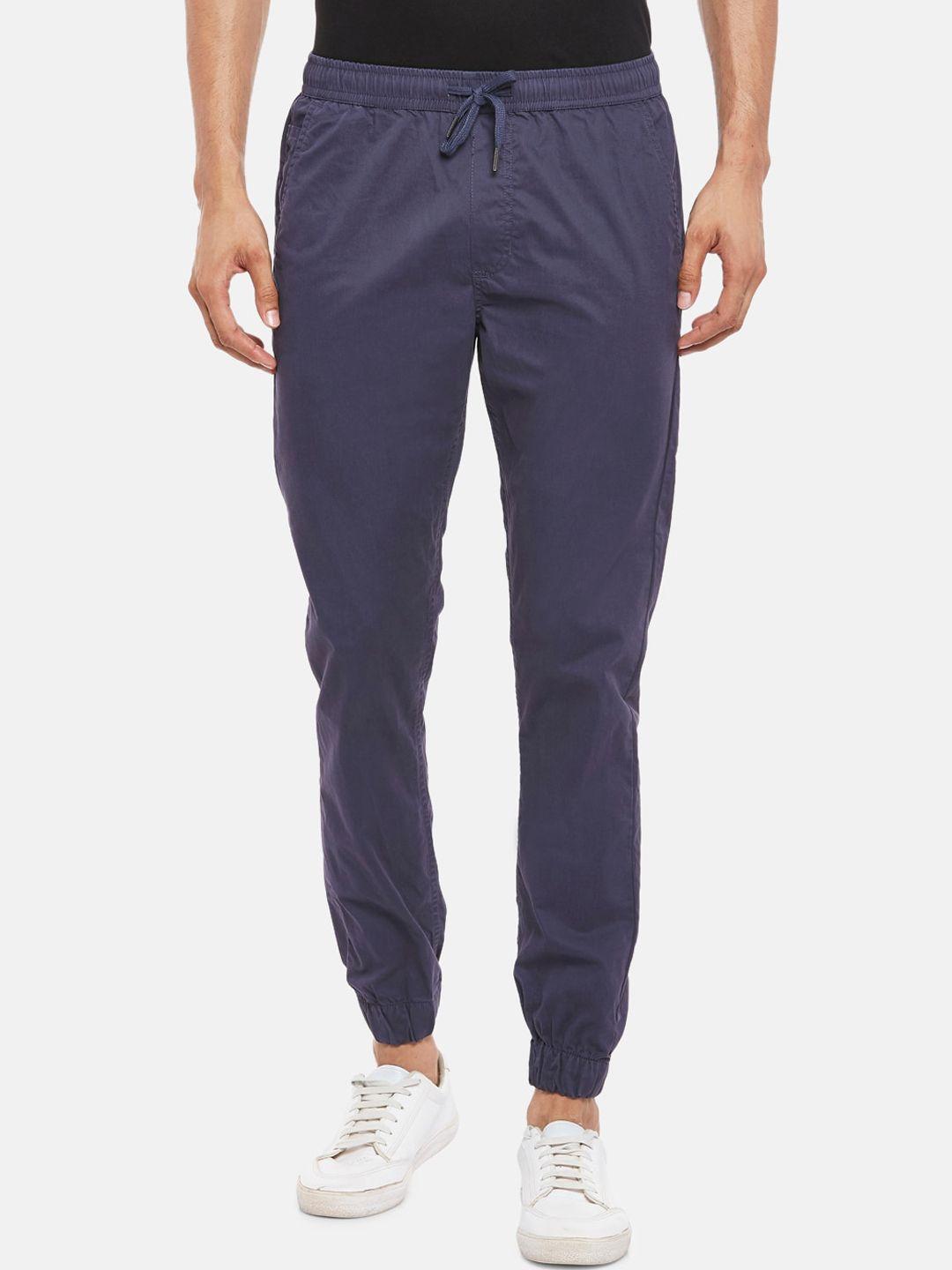 urban ranger by pantaloons men navy blue pure cotton slim fit joggers