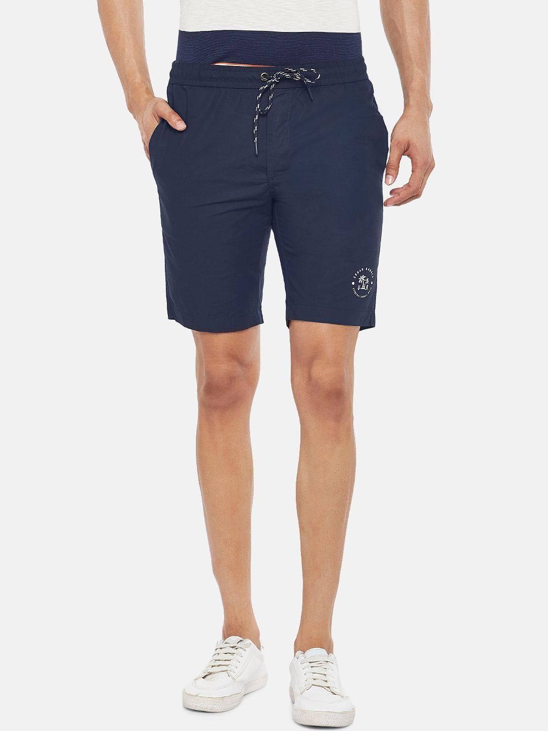 urban ranger by pantaloons men navy blue solid slim fit regular shorts