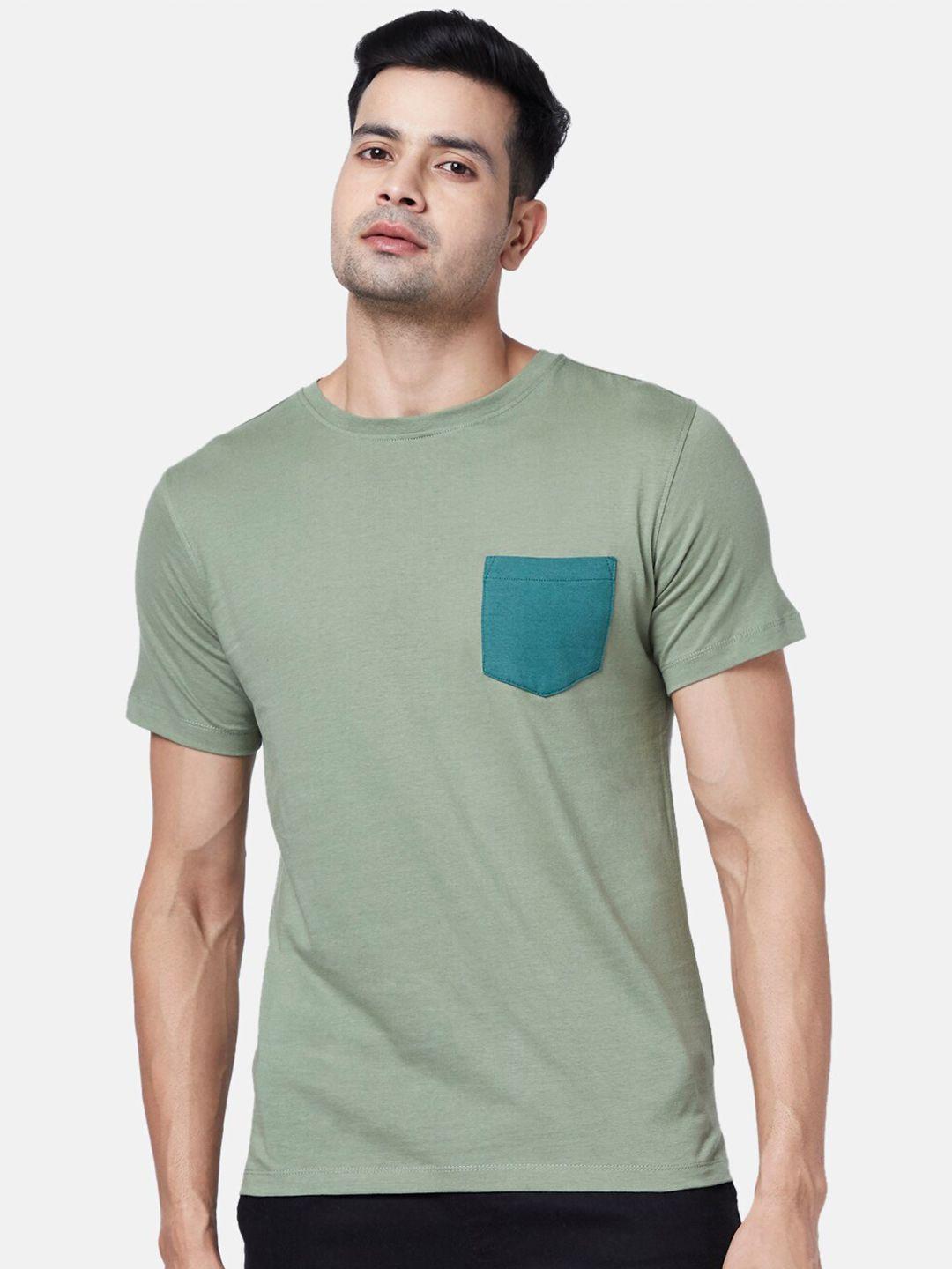 urban ranger by pantaloons men olive green slim fit t-shirt