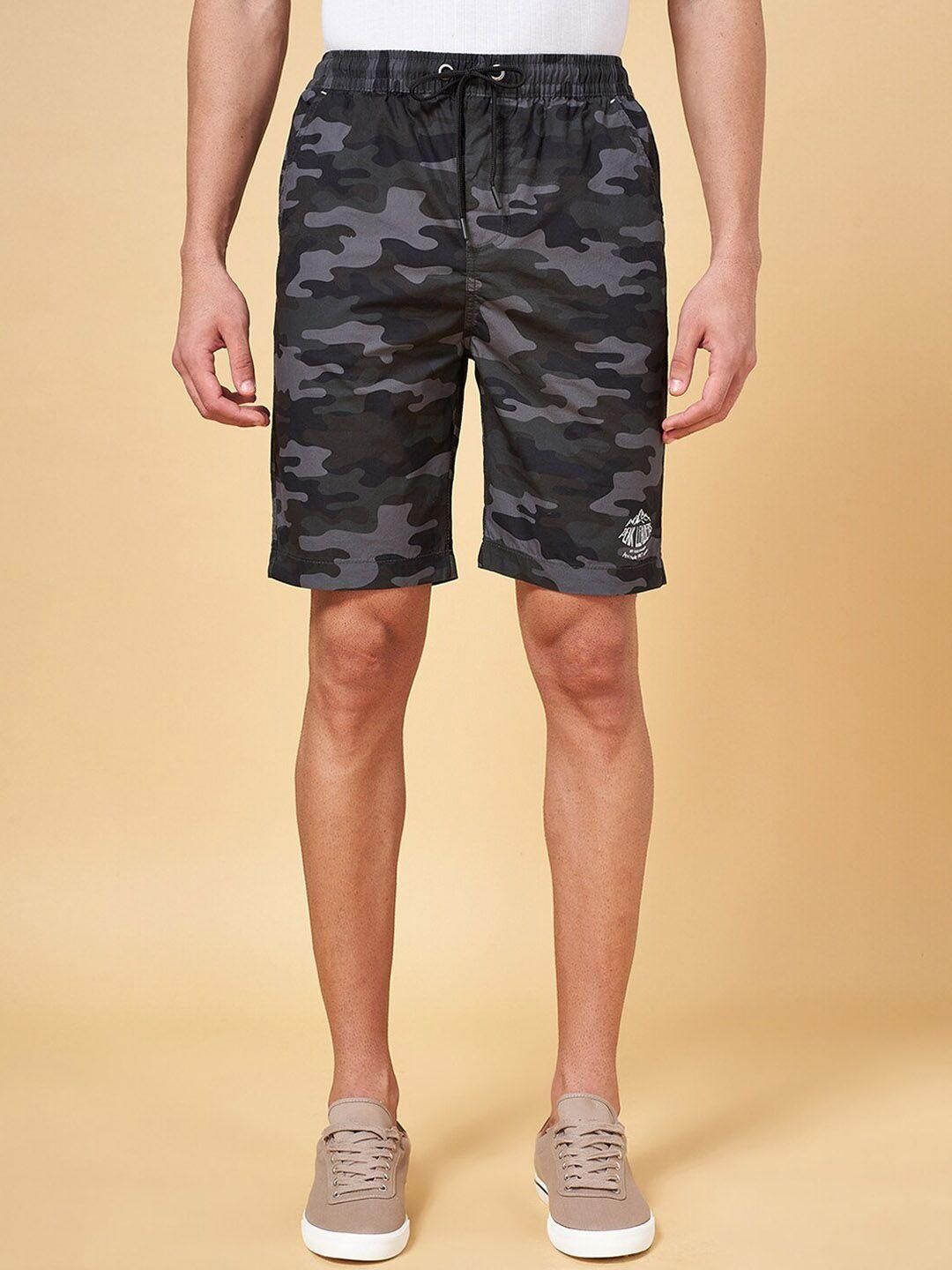 urban ranger by pantaloons men slim fit camouflage printed mid-rise cotton shorts