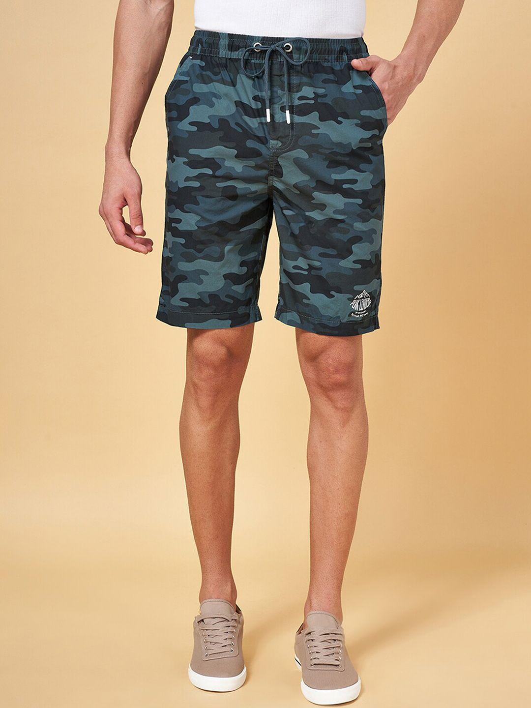 urban ranger by pantaloons men slim fit camouflage printed mid-rise cotton shorts