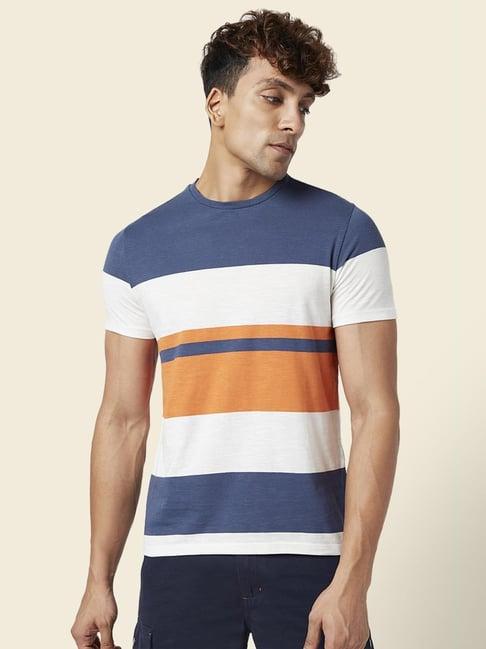 urban ranger by pantaloons multi cotton slim fit striped t-shirt