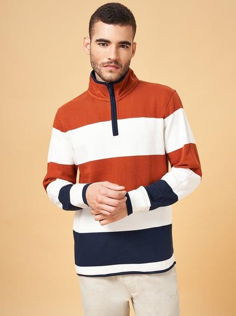 urban ranger by pantaloons multicolored regular fit striped sweatshirt