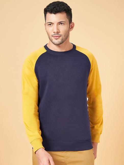 urban ranger by pantaloons mustard & navy regular fit sweatshirt