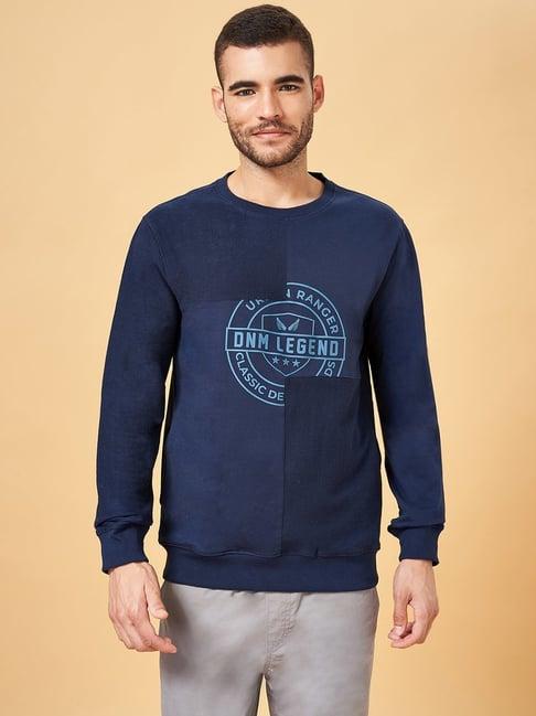 urban ranger by pantaloons navy cotton regular fit printed sweatshirt