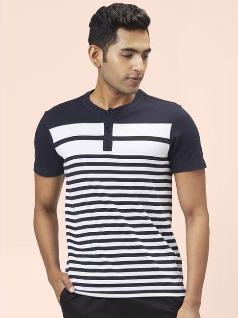 urban ranger by pantaloons navy slim fit striped t-shirt