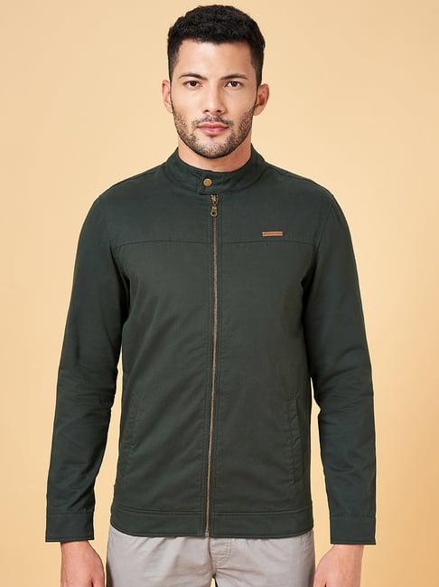 urban ranger by pantaloons olive cotton regular fit jacket