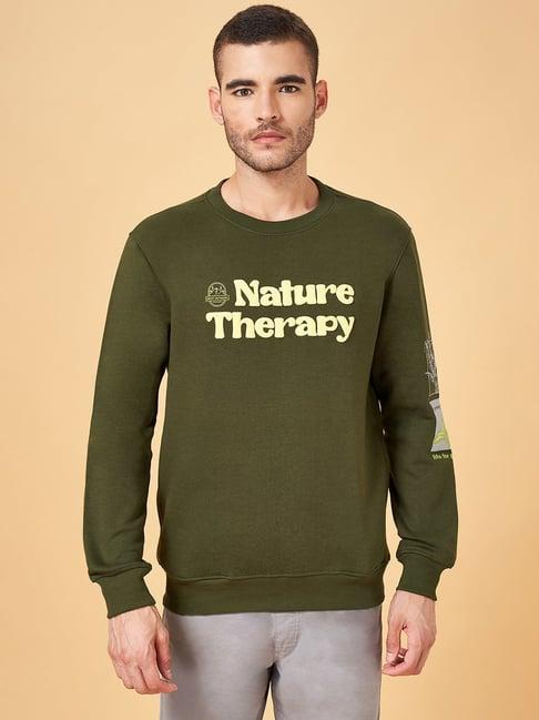 urban ranger by pantaloons olive regular fit printed sweatshirt