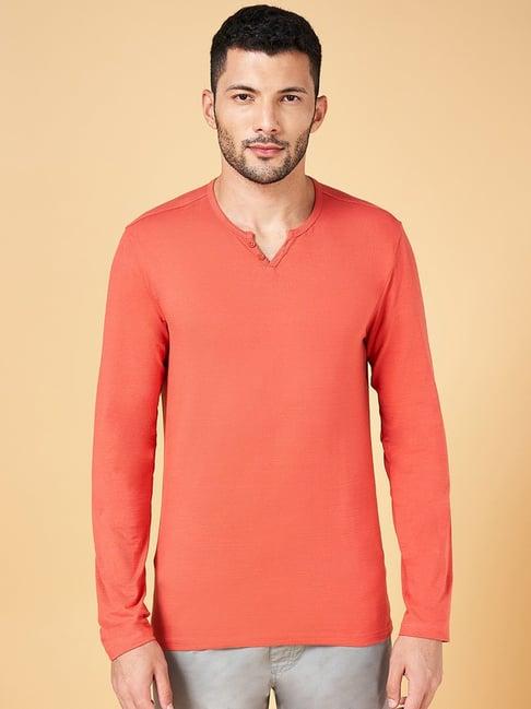 urban ranger by pantaloons orange slim fit t-shirt