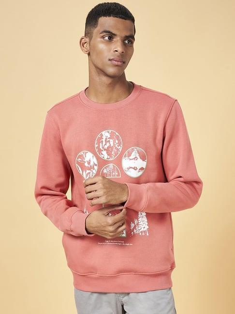 urban ranger by pantaloons rust regular fit printed sweatshirt