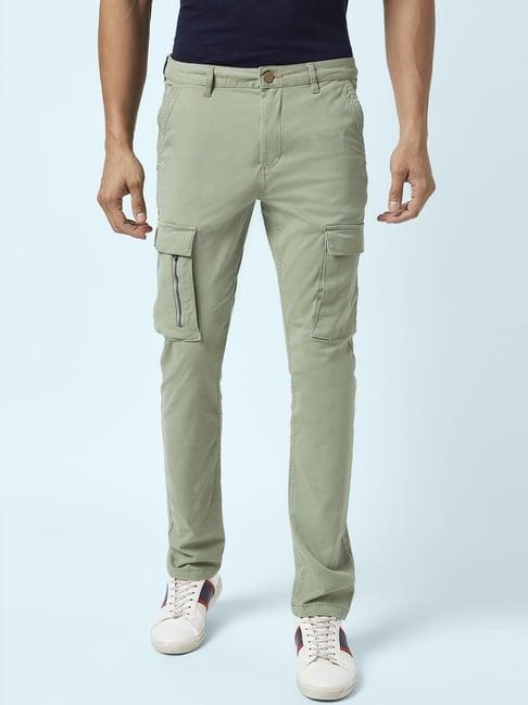 urban ranger by pantaloons sage green cotton slim fit cargos