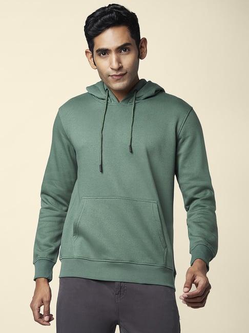 urban ranger by pantaloons sage green regular fit hooded sweatshirt