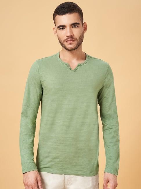 urban ranger by pantaloons sage green slim fit t-shirt