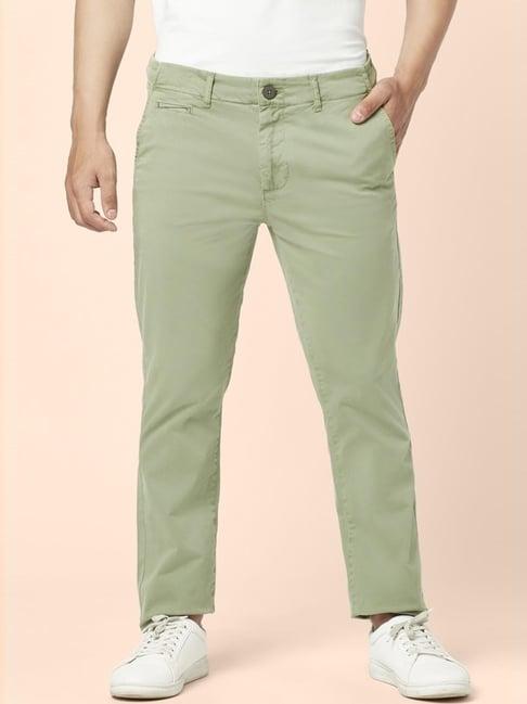 urban ranger by pantaloons sage green slim fit trousers