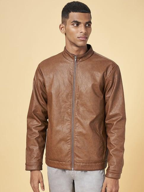 urban ranger by pantaloons tan regular fit jacket