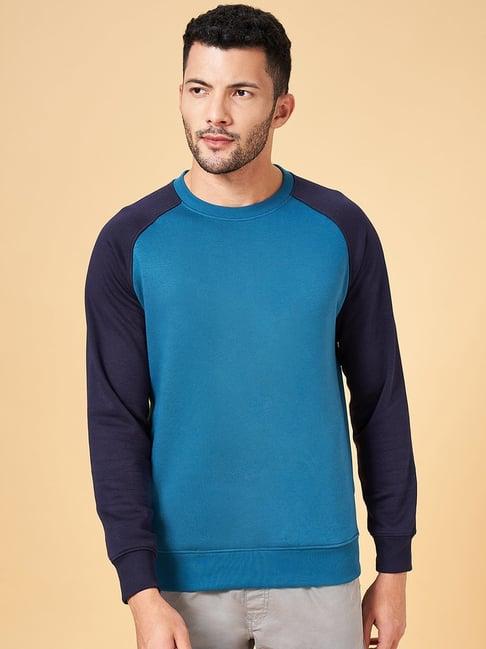 urban ranger by pantaloons teal regular fit self pattern sweatshirt