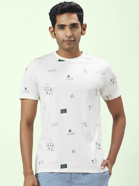 urban ranger by pantaloons white cotton slim fit printed t-shirt