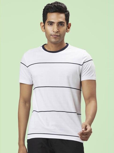 urban ranger by pantaloons white slim fit striped t-shirt