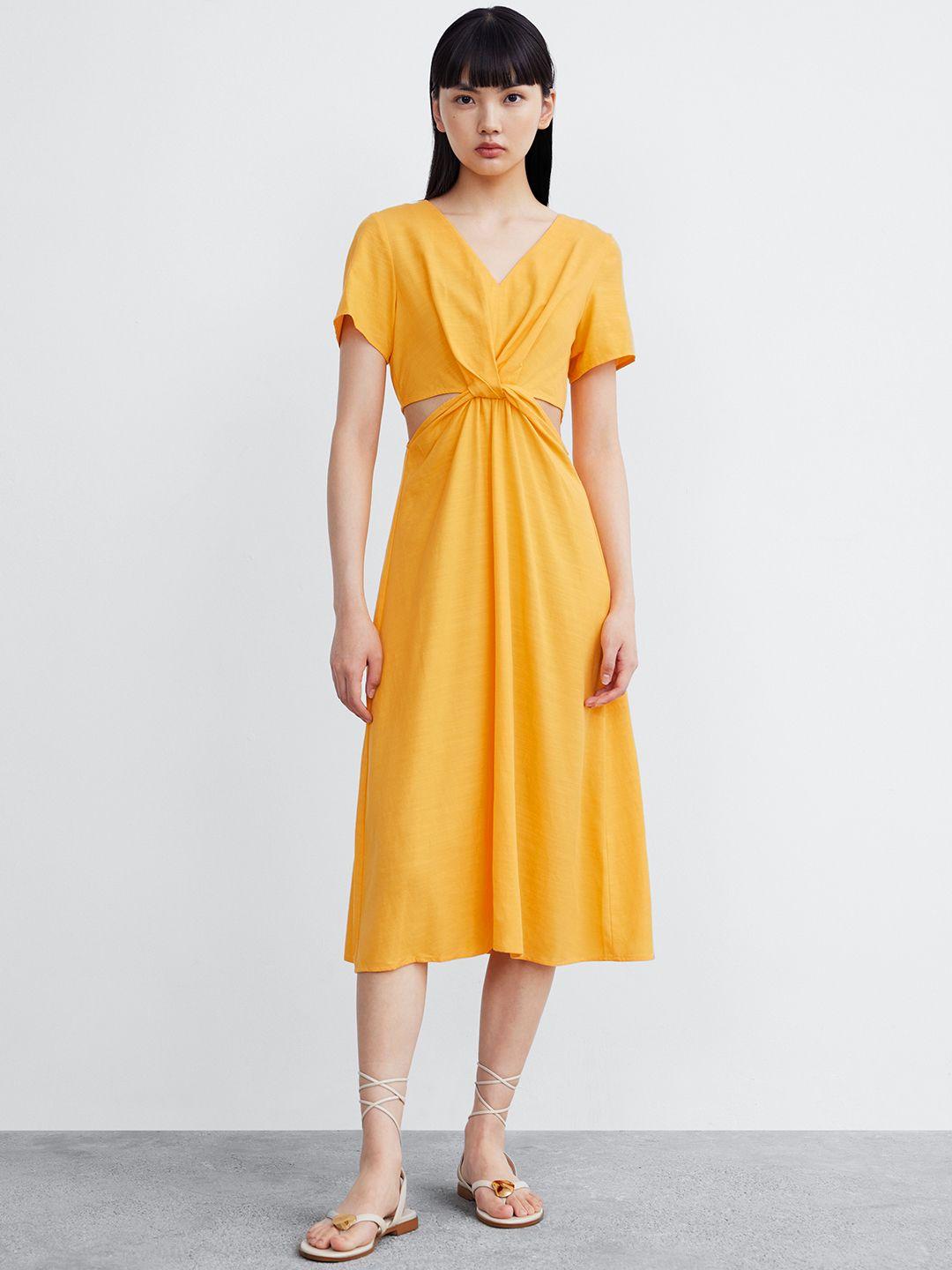 urban revivo cut-out a-line midi dress