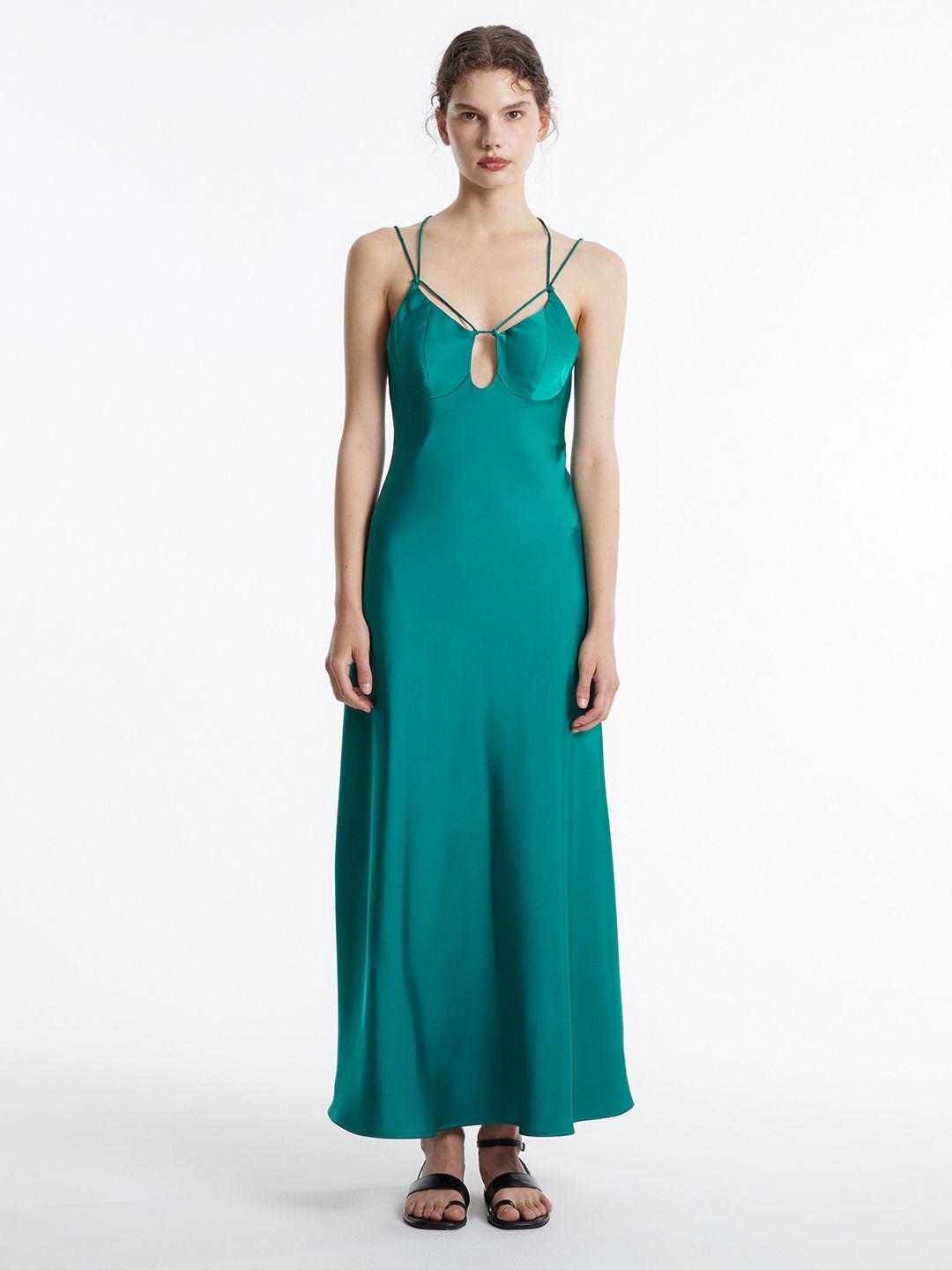 urban revivo cut out detail satin maxi dress