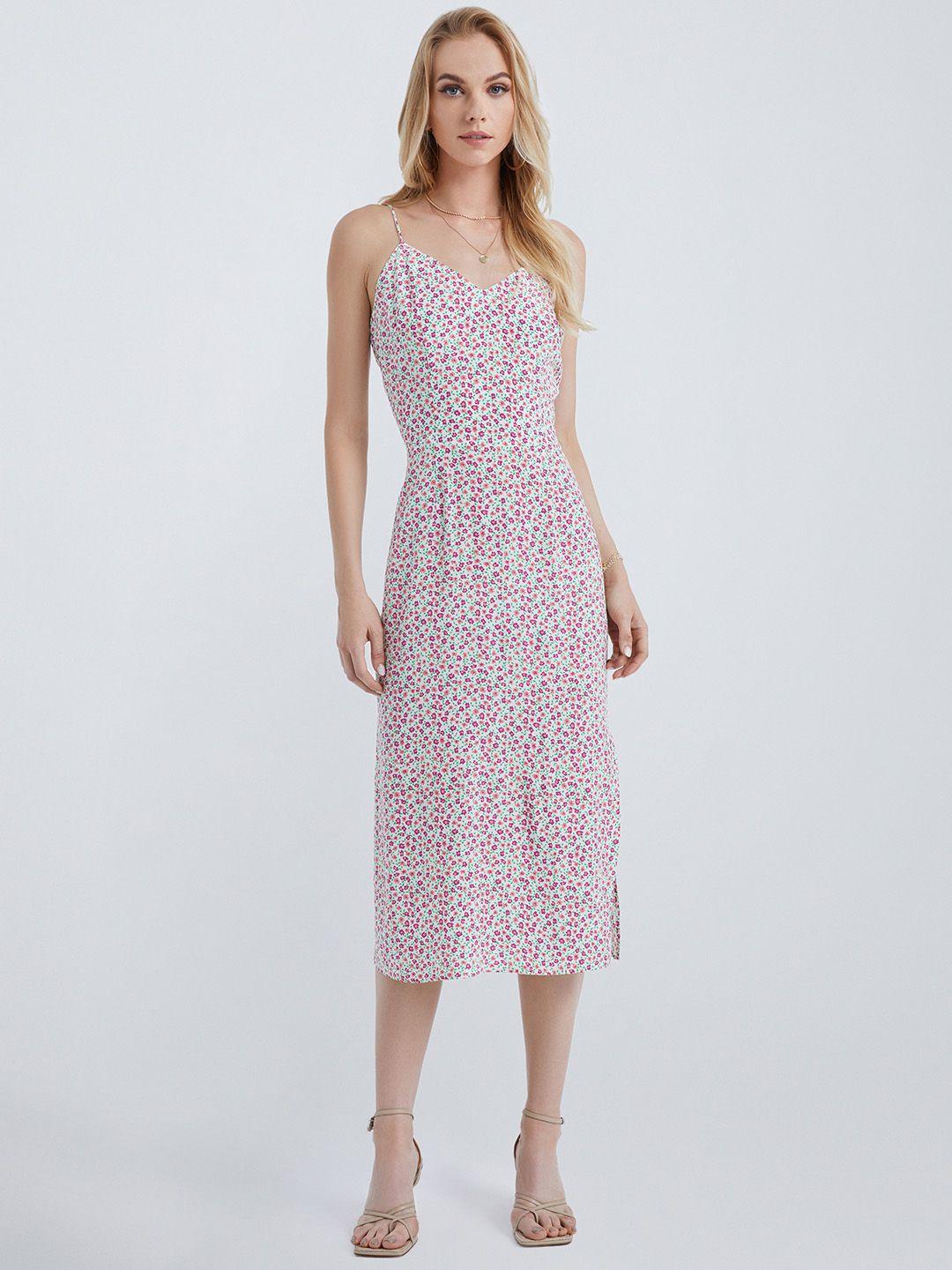 urban revivo floral print a-line midi dress