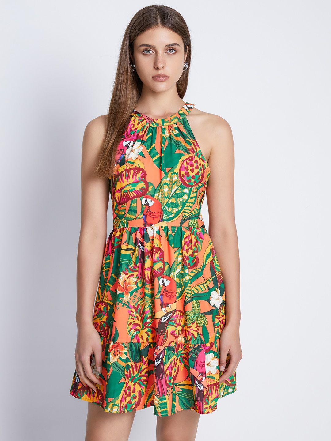 urban revivo floral print a-line mini dress