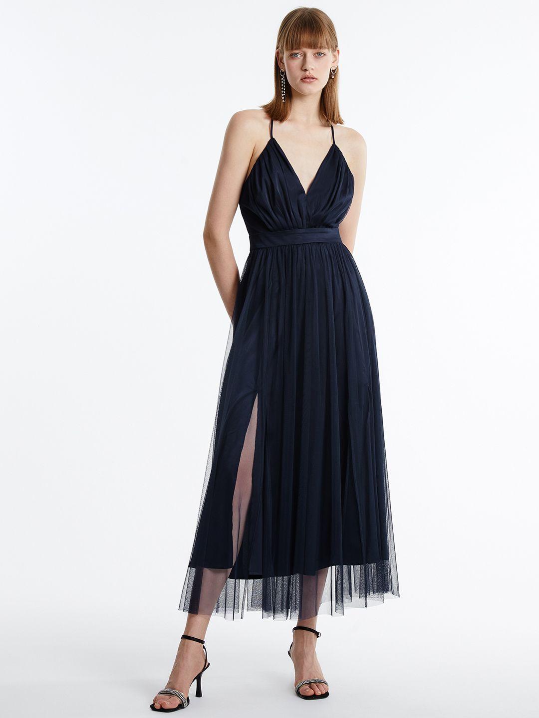 urban revivo side slit a-line midi dress