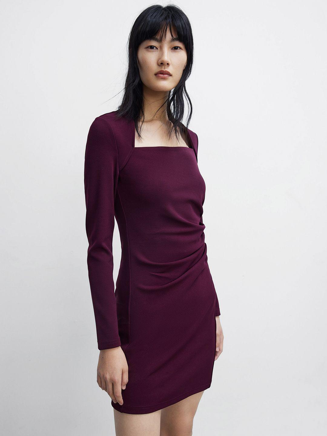 urban revivo square neck sheath mini dress