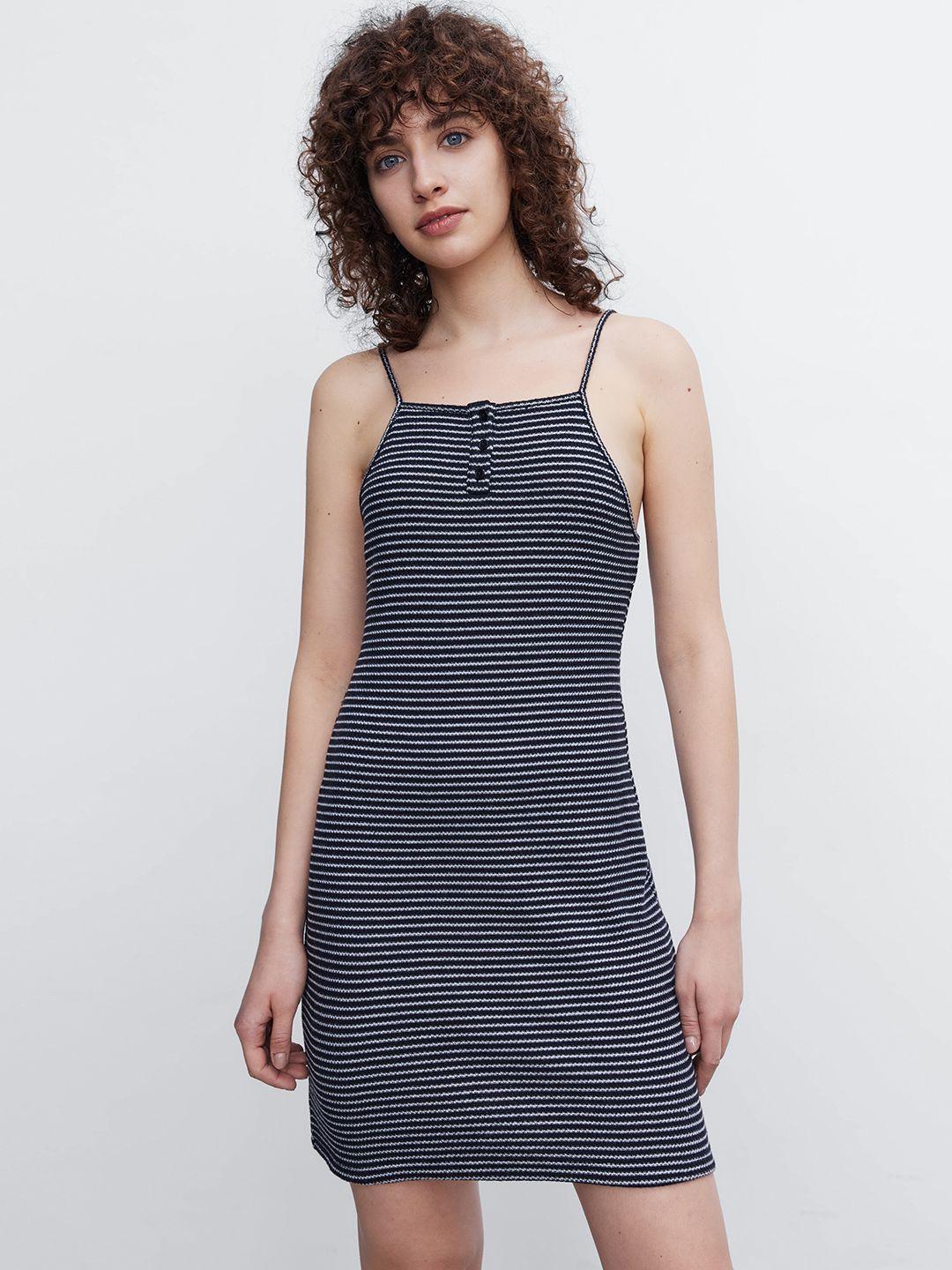 urban revivo striped knitted cami mini dress