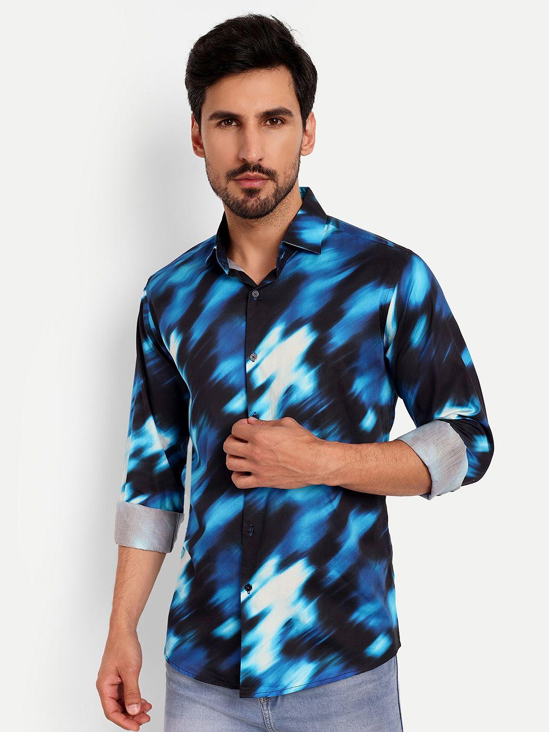 urban scissors india slim slim fit abstract printed spread collar pure cotton casual shirt