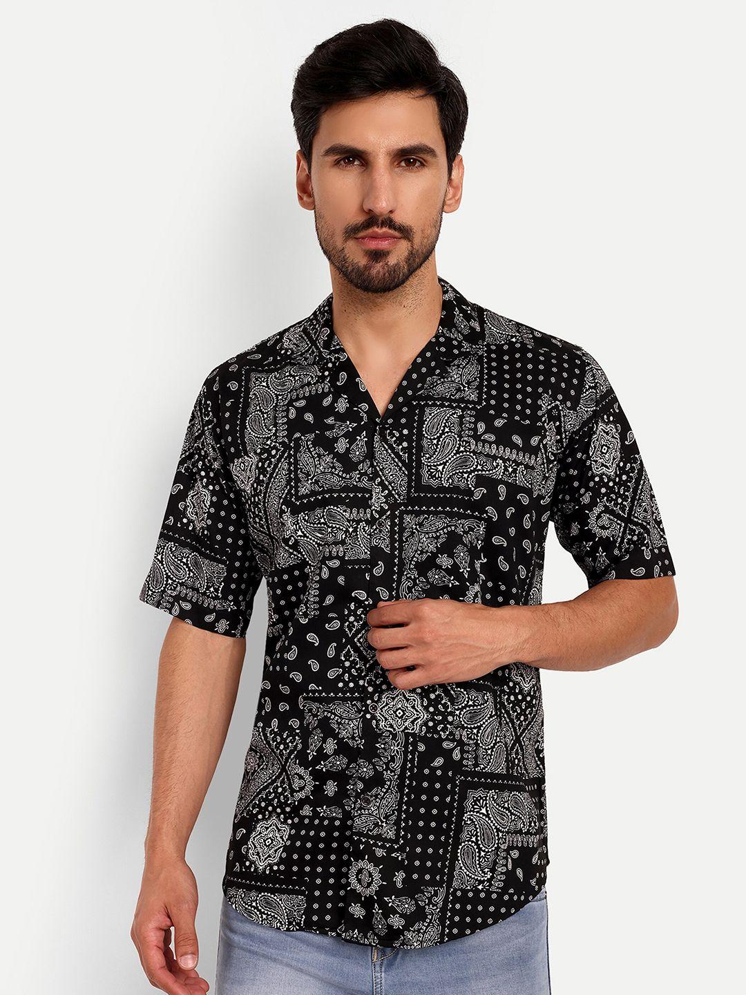 urban scissors india slim slim fit ethnic motifs printed spread collar cotton casual shirt