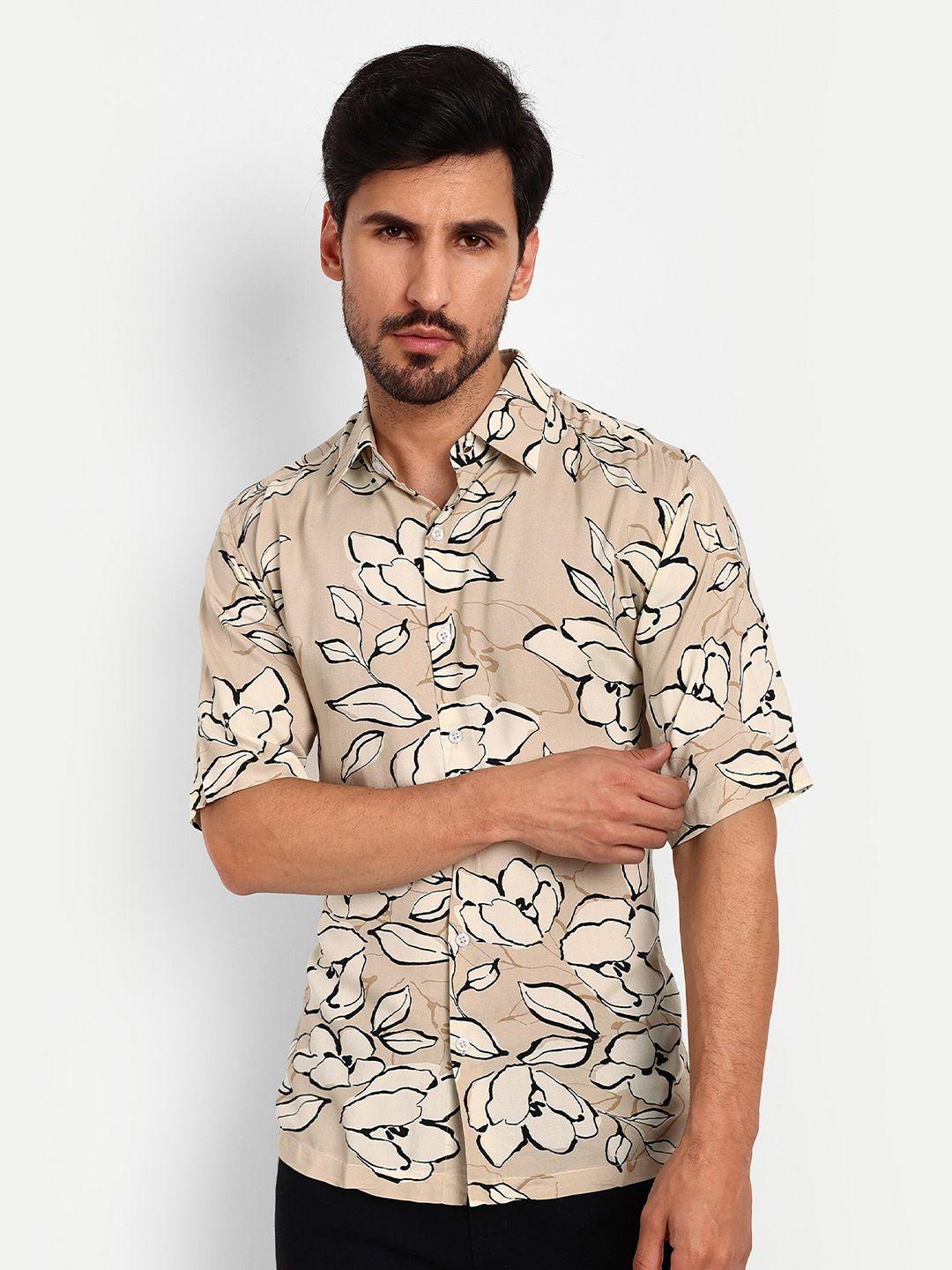 urban scissors india slim slim fit floral printed spread collar casual shirt