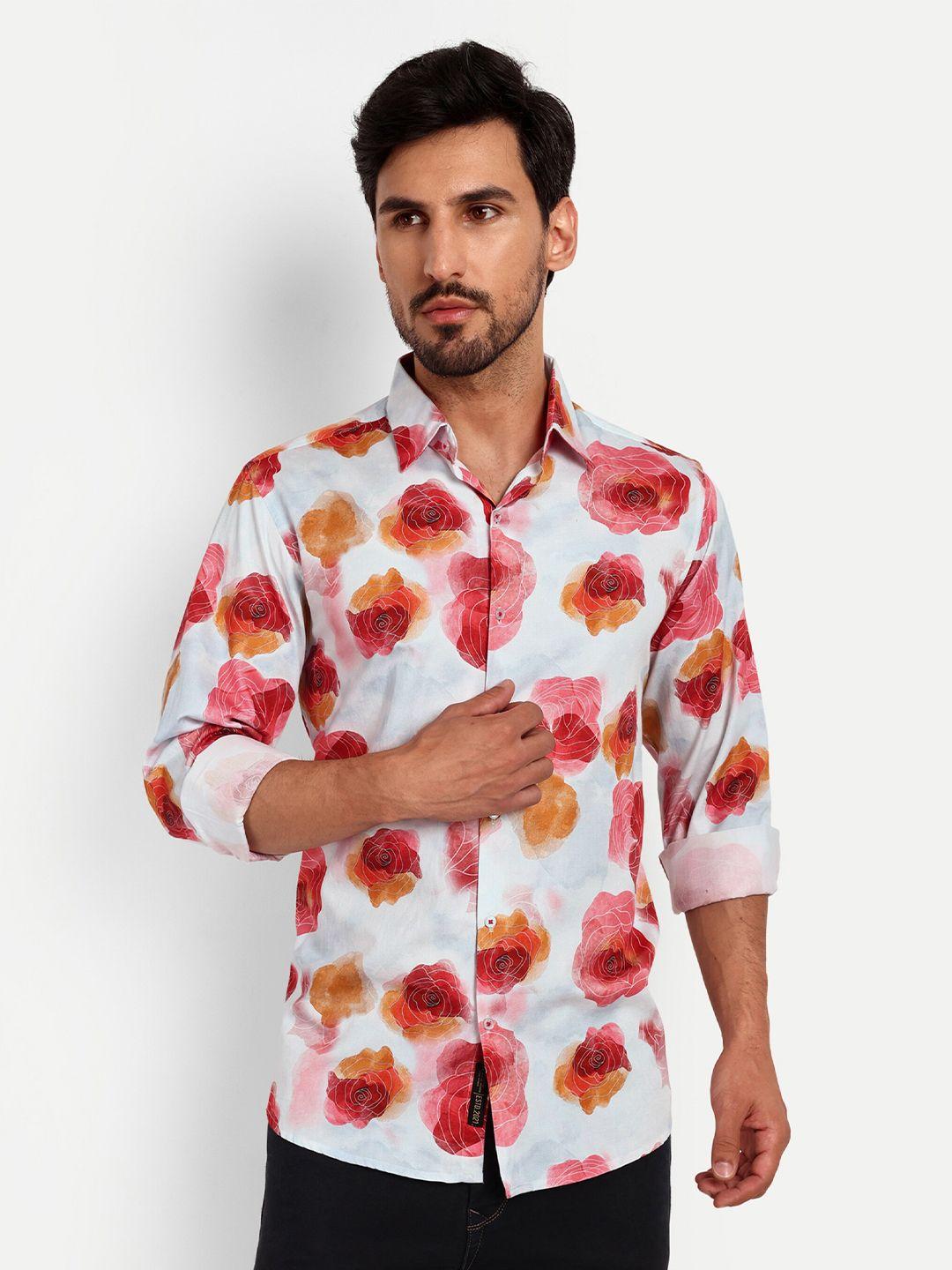 urban scissors india slim slim fit floral printed spread collar pure cotton casual shirt