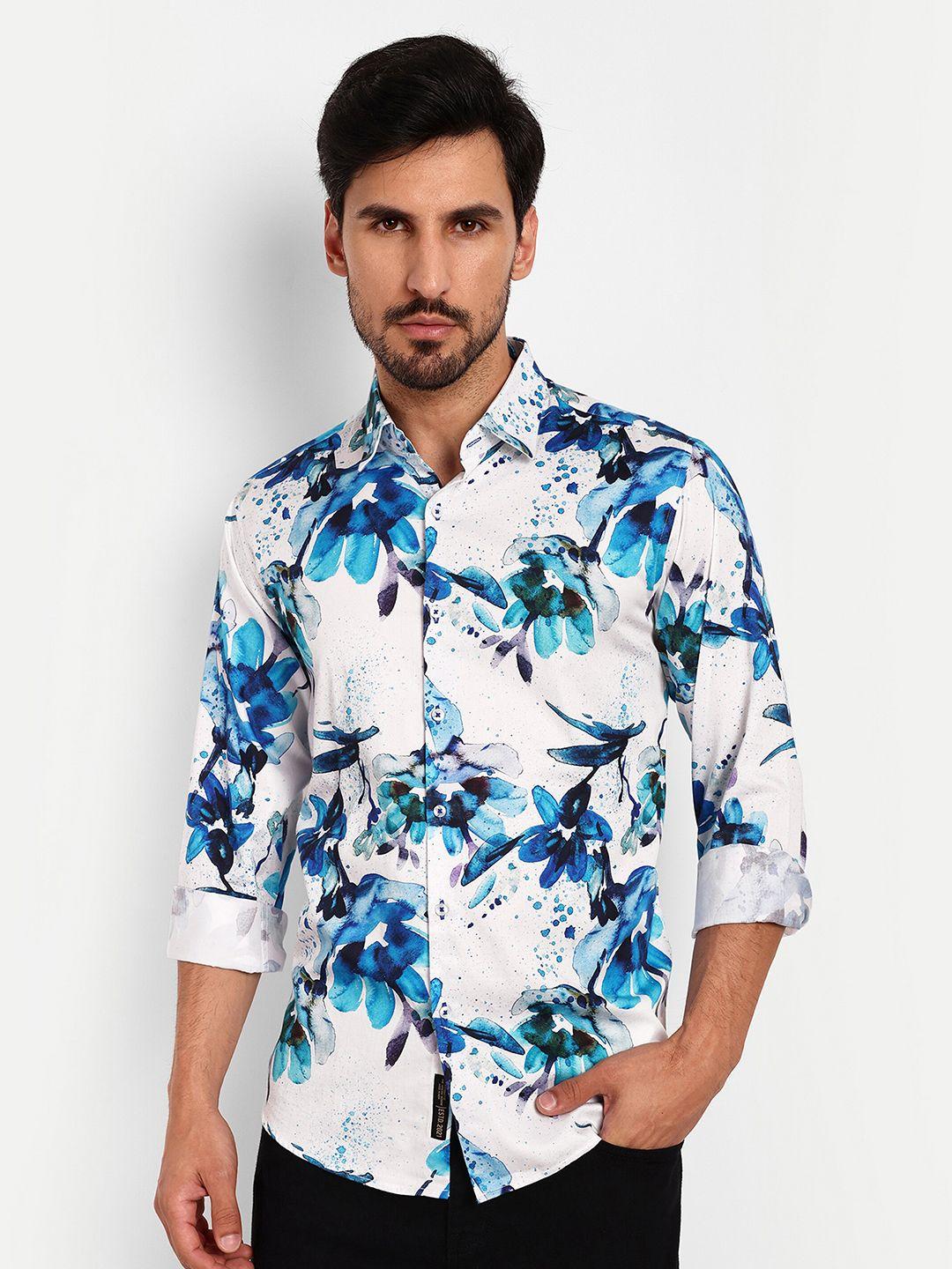 urban scissors india slim slim fit floral printed spread collar pure cotton casual shirt