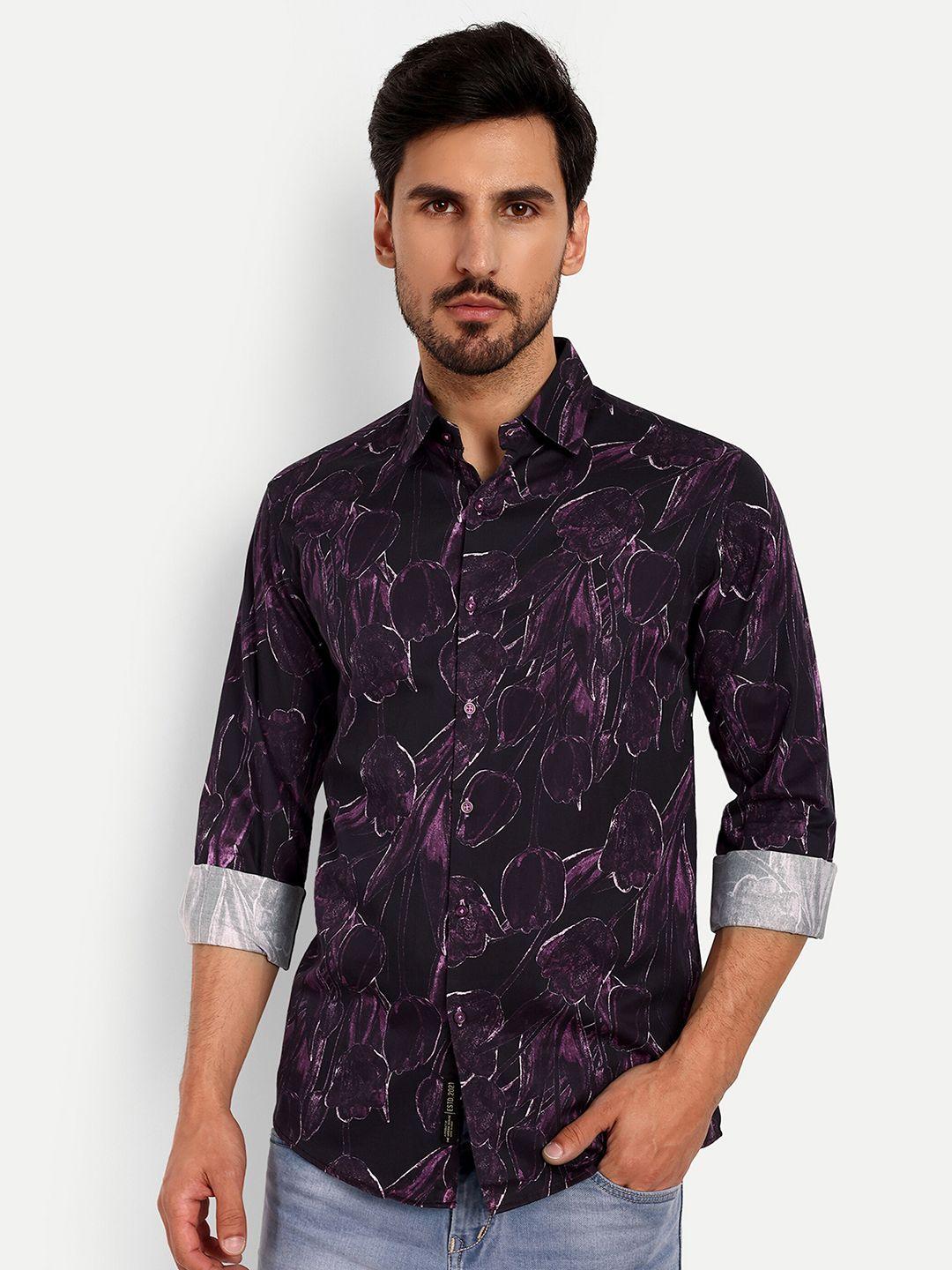 urban scissors india slim slim fit floral printed spread collar pure cotton casual shirt