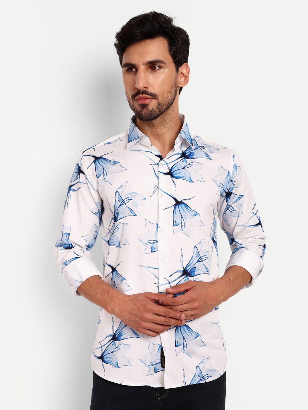 urban scissors india slim slim fit floral printed spread collar pure cotton casual shirt