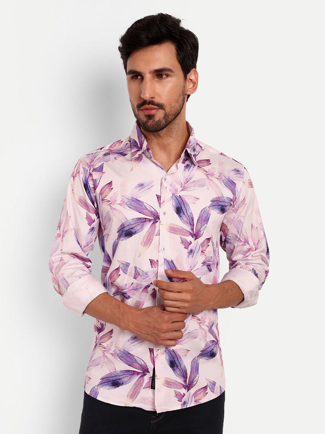 urban scissors india slim slim fit floral printed spread collar pure cotton casual shirt