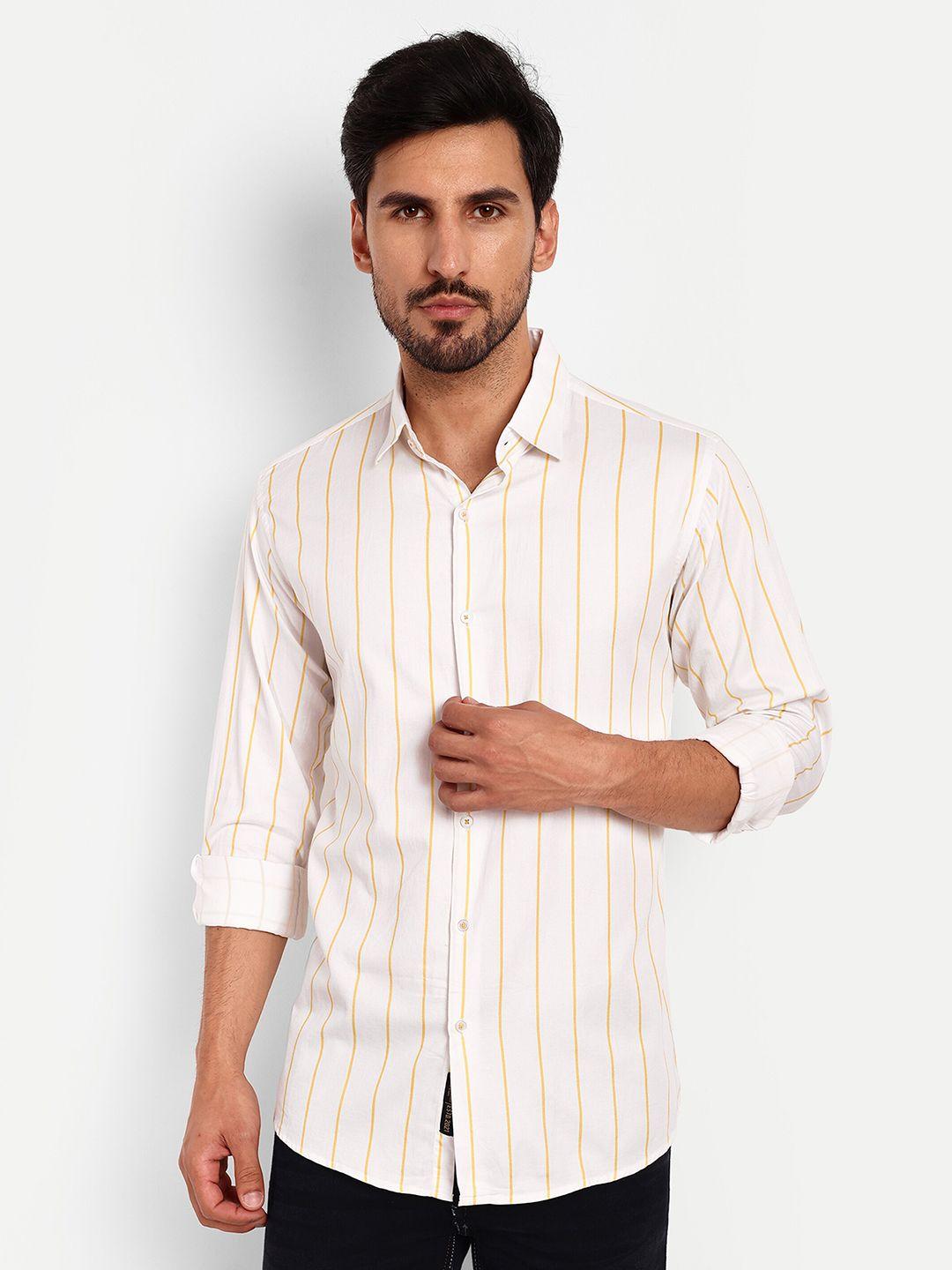 urban scissors india slim slim fit vertical striped spread collar pure cotton casual shirt