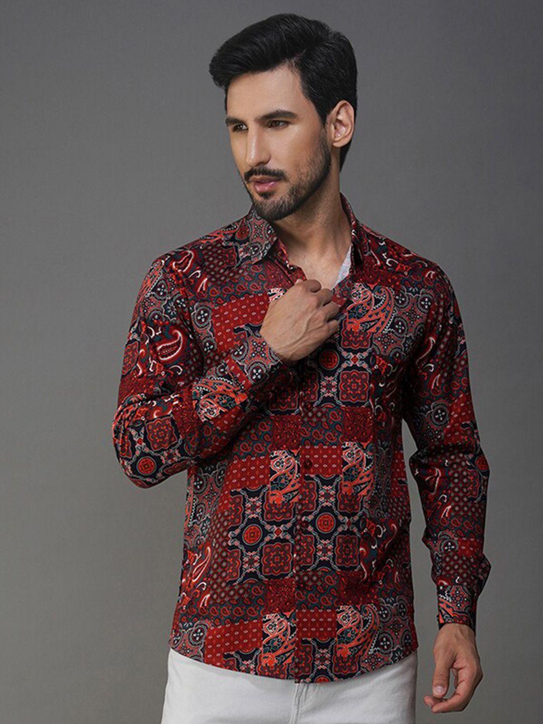 urban scissors slim fit floral opaque printed casual shirt