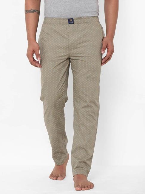 urban scottish beige regular fit printed lounge pants