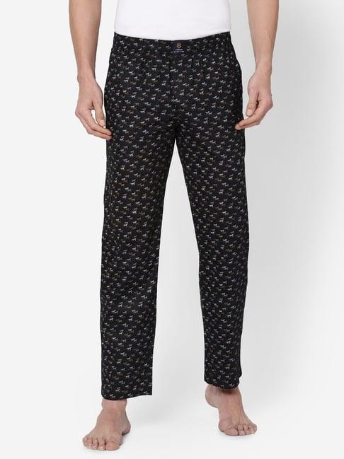 urban scottish black regular fit printed lounge pants