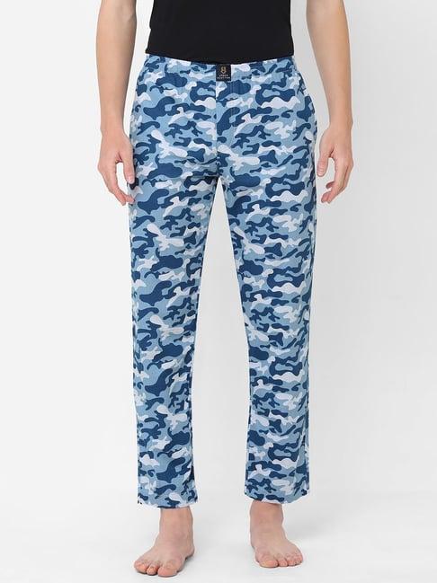 urban scottish blue regular fit printed lounge pants