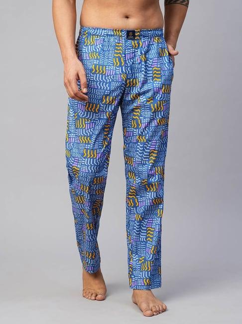 urban scottish blue regular fit printed lounge pants